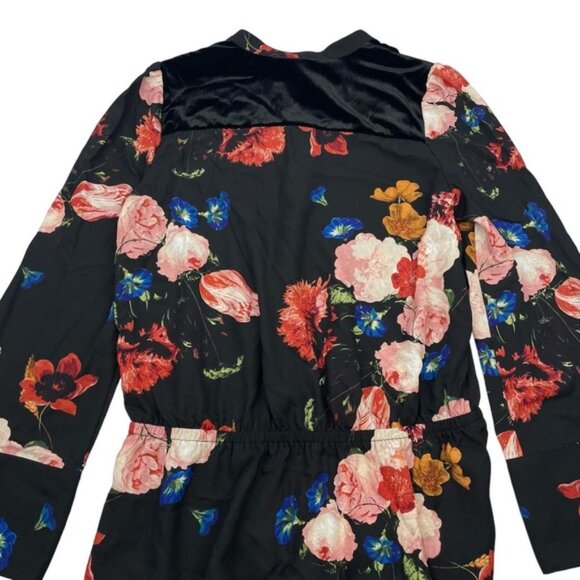 WORTHINGTON Floral Velvet Tie Neck Peplum Blouse Sz Large - Picture 6 of 6